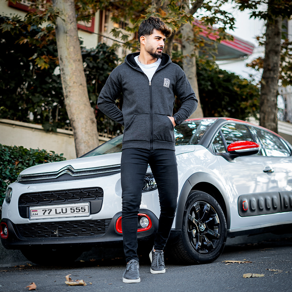 سوییشرت ذغالی مردانه مدل A2021