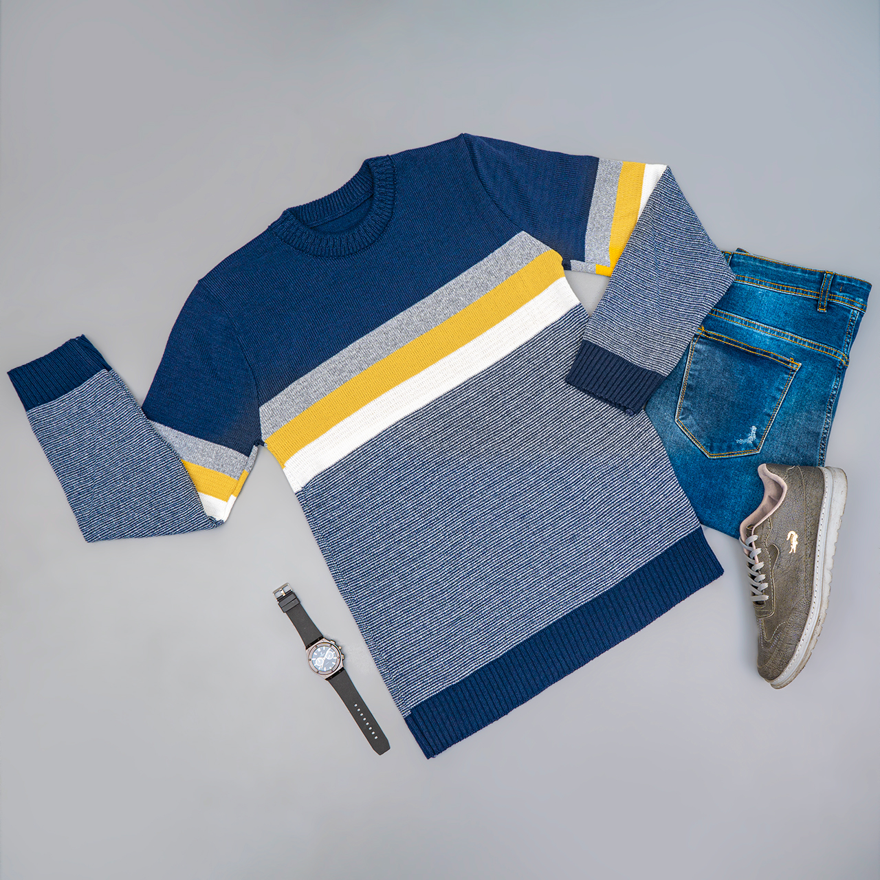 پلیور مردانه آبی مدل MISHA