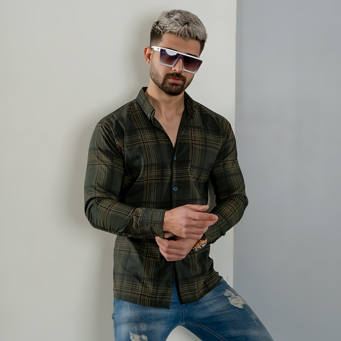 پیراهن چهارخونه سبزمدل Ribar