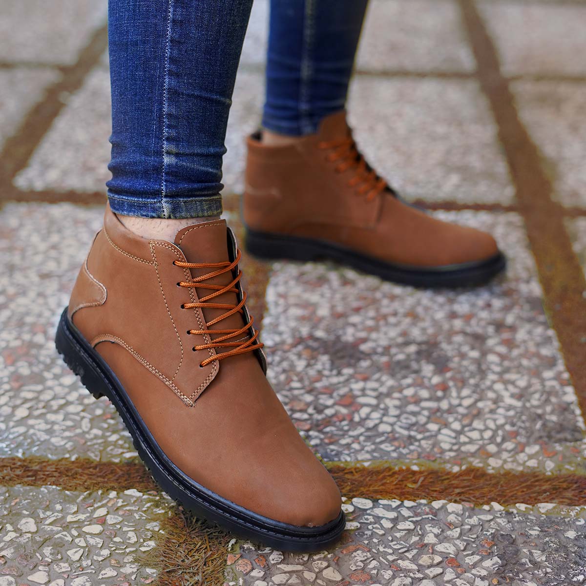 نیم بوت عسلی مردانه مدل yata